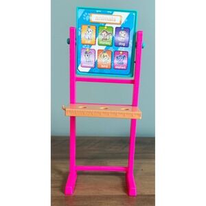 Barbie School Easel Accessory Pink Double Sided Rotating Board Animals Calendar